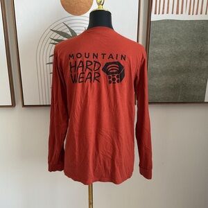 Mountain Hardwear Red Orange Long Sleeve Tee Soft Cotton Comfort